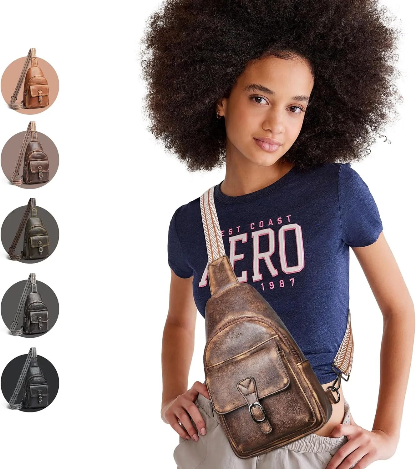 Crossbody Bags for Women Men Sling Bag 5 Pockets Fanny Pack Sling Backpack Chest Daypack Travel Purse Anti Theft