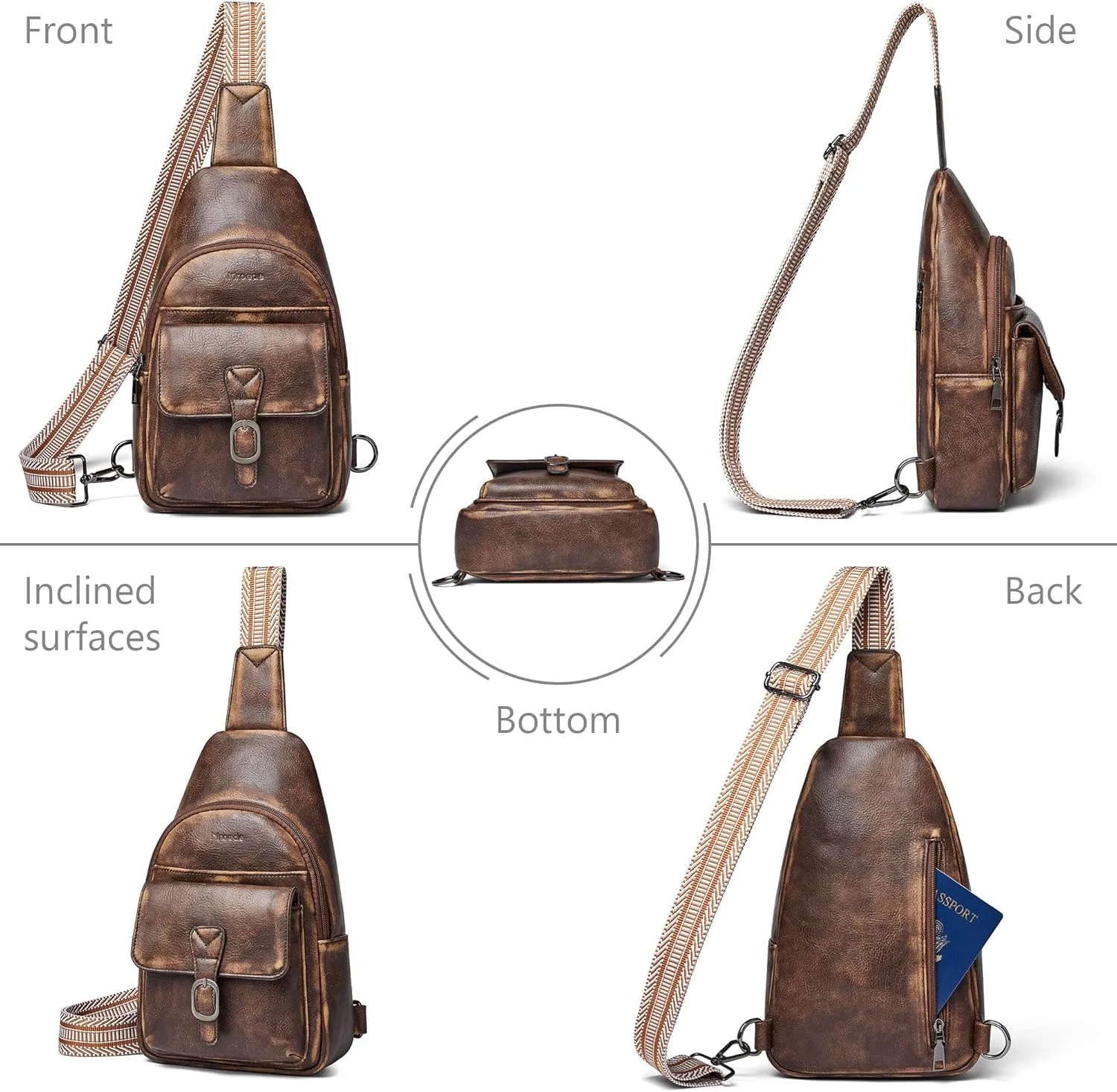 Crossbody Bags for Women Men Sling Bag 5 Pockets Fanny Pack Sling Backpack Chest Daypack Travel Purse Anti Theft