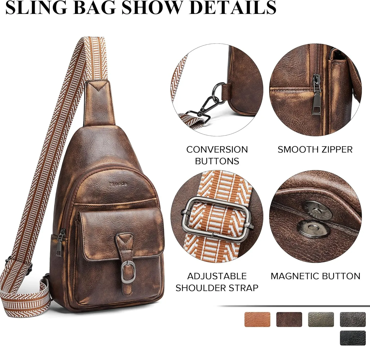 Crossbody Bags for Women Men Sling Bag 5 Pockets Fanny Pack Sling Backpack Chest Daypack Travel Purse Anti Theft