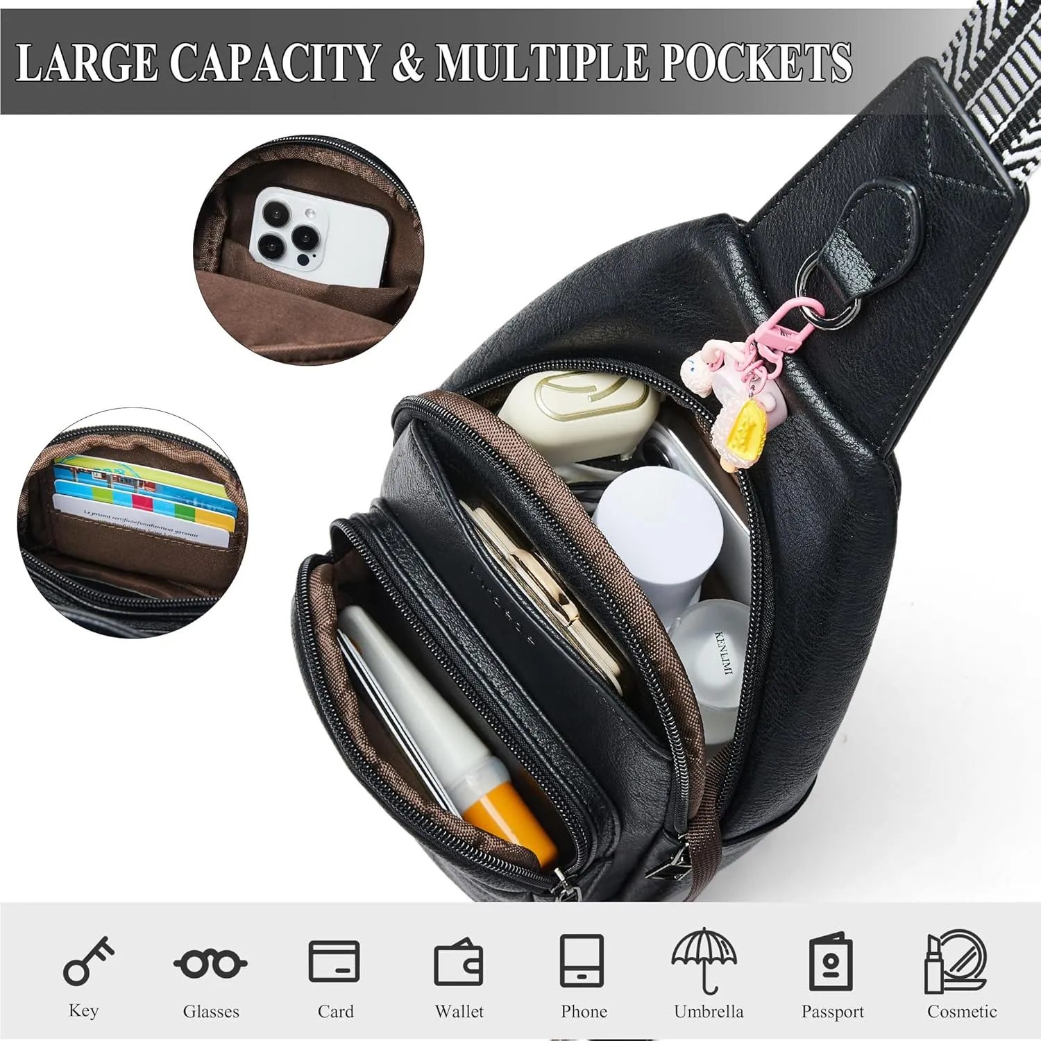 Crossbody Bags for Women Sling Bag Fanny Pack Casual Daypacks Small Backpack Chest Travel Purse Anti Theft