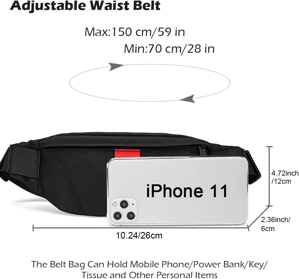 Crossbody Fanny Pack for Men Women, Large Crossbody Waist Bag Pack, Gifts for Enjoy Sports Festival Workout Traveling Running Casual Hands-Free Wallets Waist Pack Phone Bag Carrying All Phones, Black