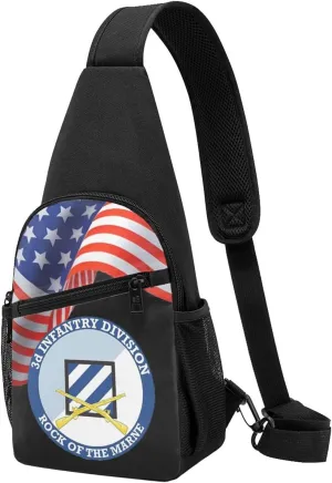 Crossbody Shoulder Chest Bag 3rd Infantry Division with Crossed Rifles Fashion One-Shoulder
