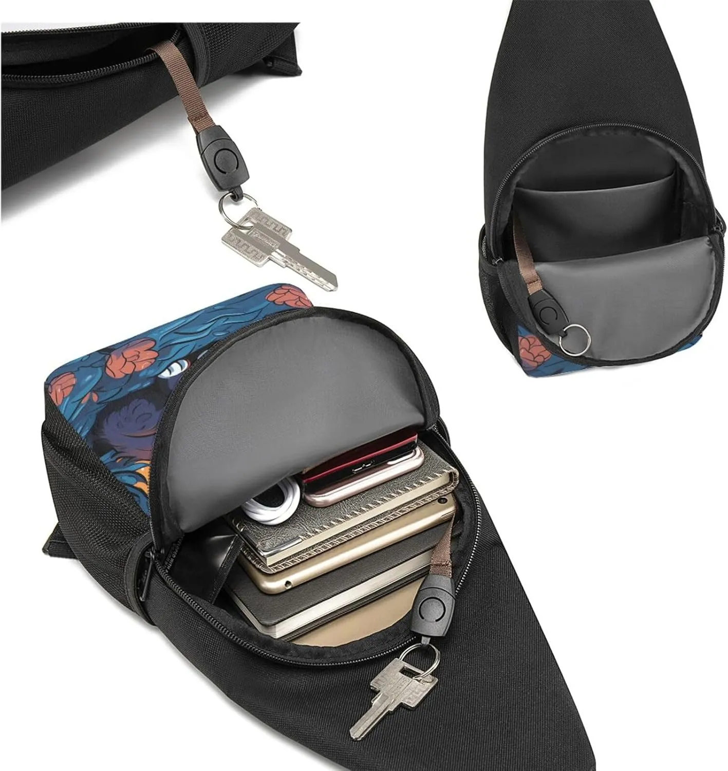 Crossbody Sling Backpack Sling Bag for Men Women Cross Chest Bag Shoulder Bag Cat Travel Hiking Daypack