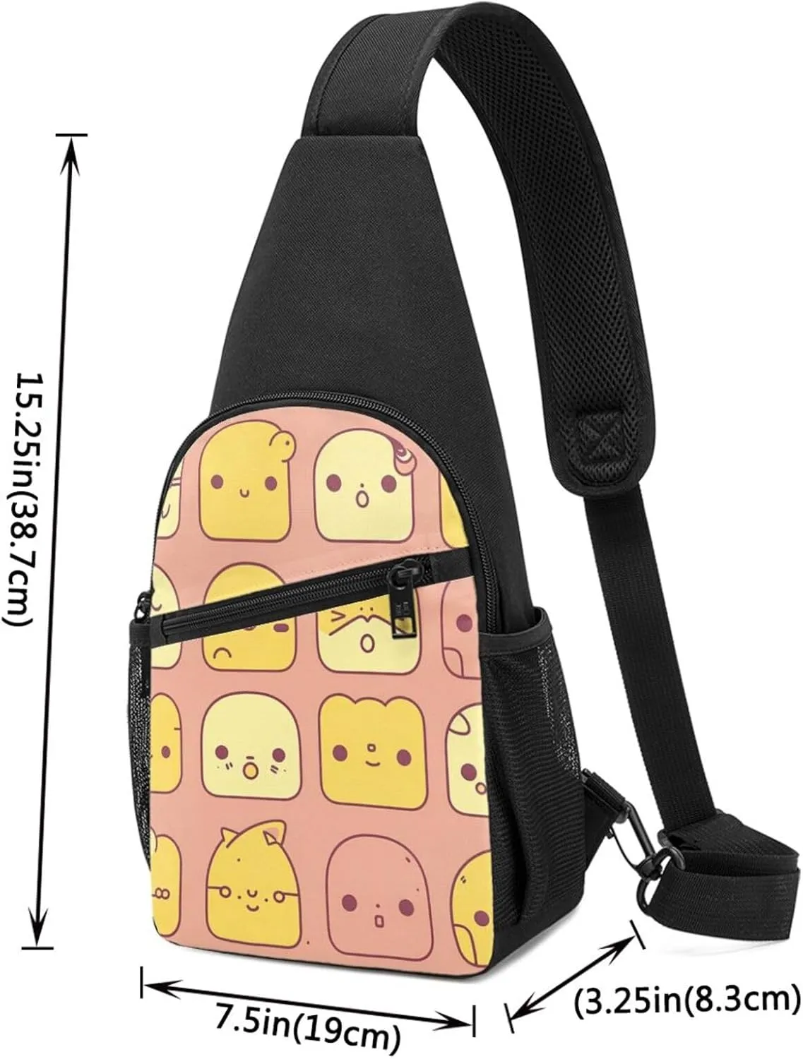 Crossbody Sling Backpack Sling Bag for Men Women Cross Chest Bag Shoulder Bag Cute Cartoon Face Travel Hiking Daypack