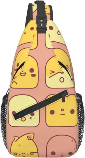 Crossbody Sling Backpack Sling Bag For Men Women Cross Chest Bag Shoulder Bag Cute Cartoon Face Travel Hiking Daypack