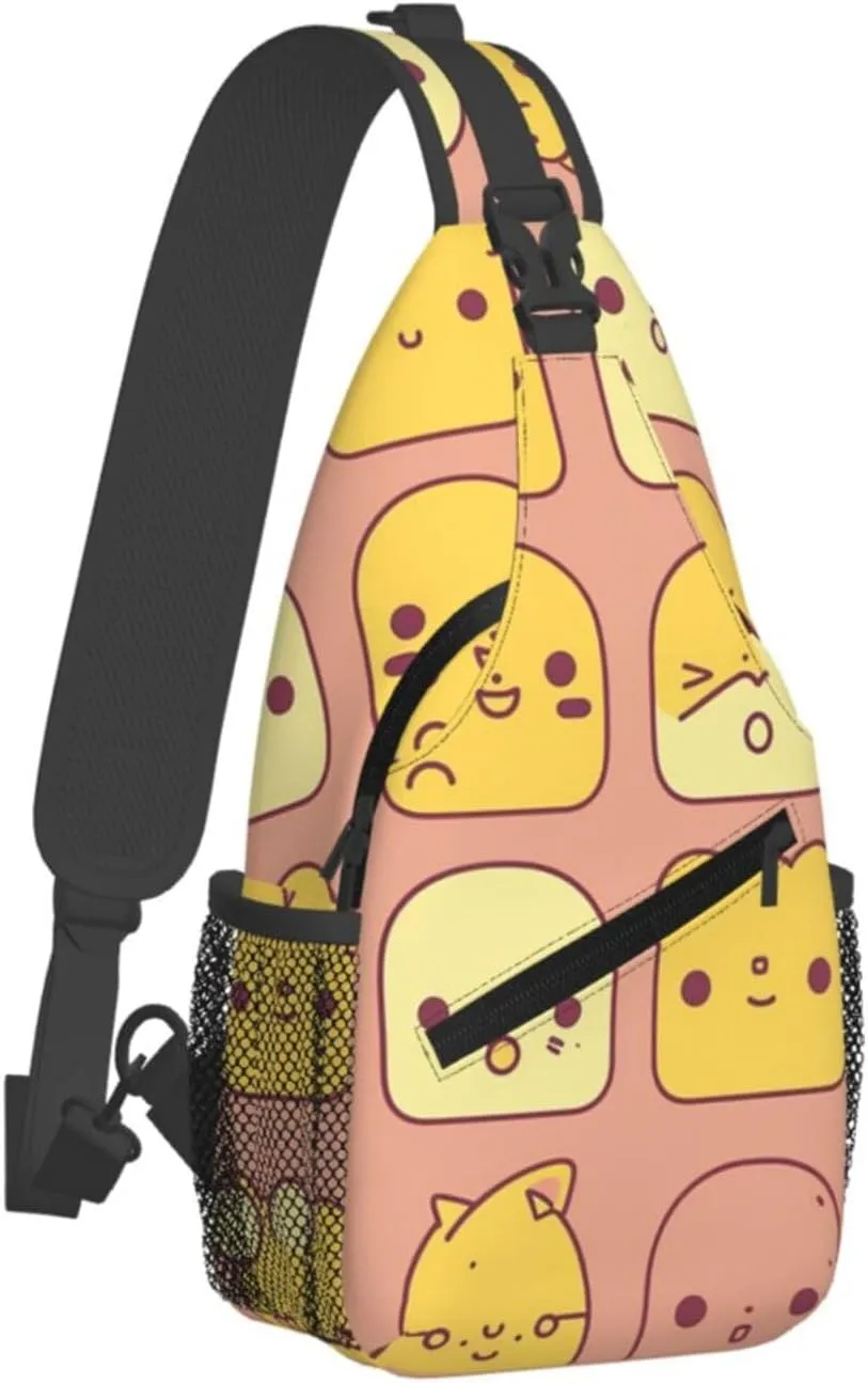 Crossbody Sling Backpack Sling Bag For Men Women Cross Chest Bag Shoulder Bag Cute Cartoon Face Travel Hiking Daypack