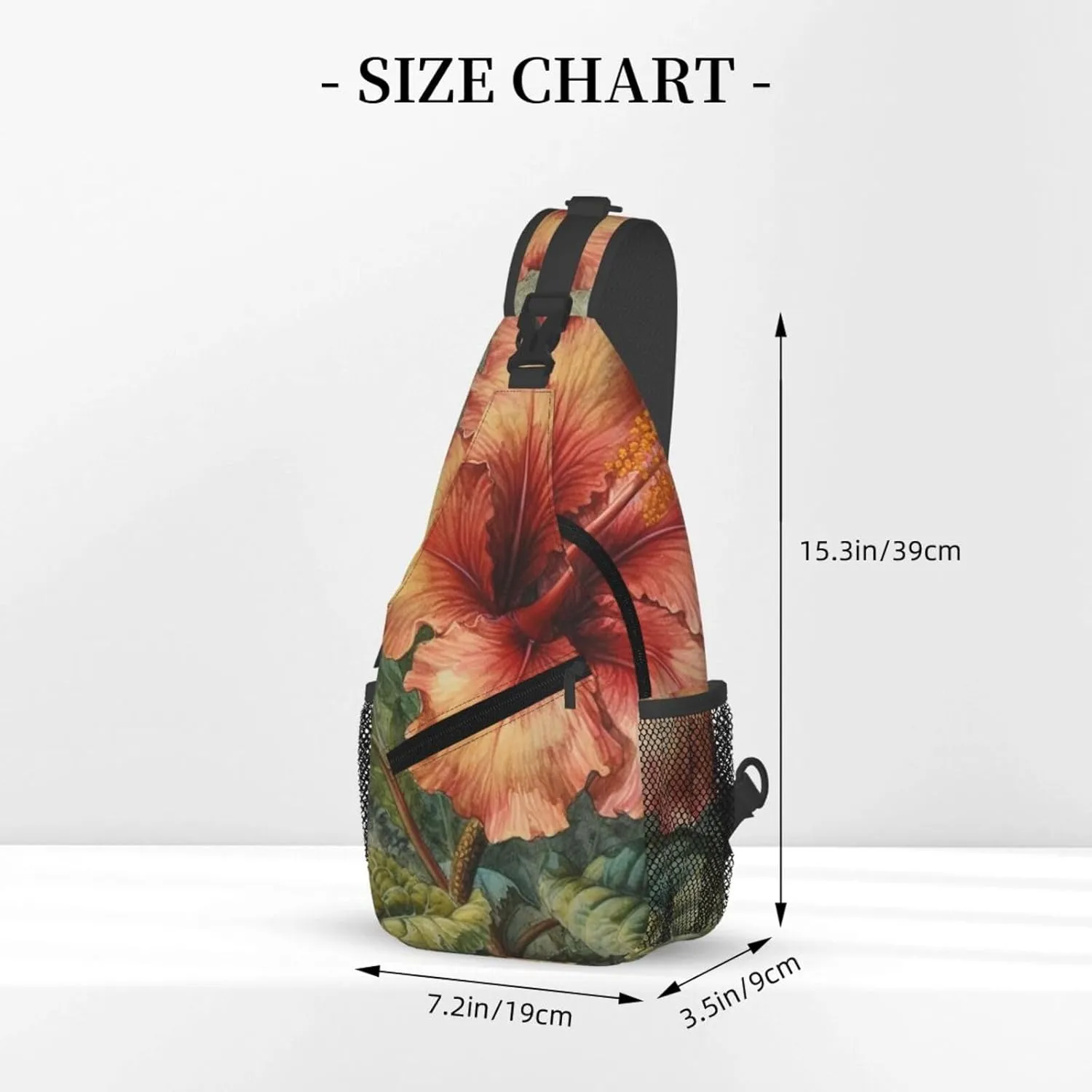 Crossbody Sling Backpack Sling Bag For Men Women Cross Chest Bag Shoulder Bag Depicting A Hibiscus Flower Travel Hiking Daypack