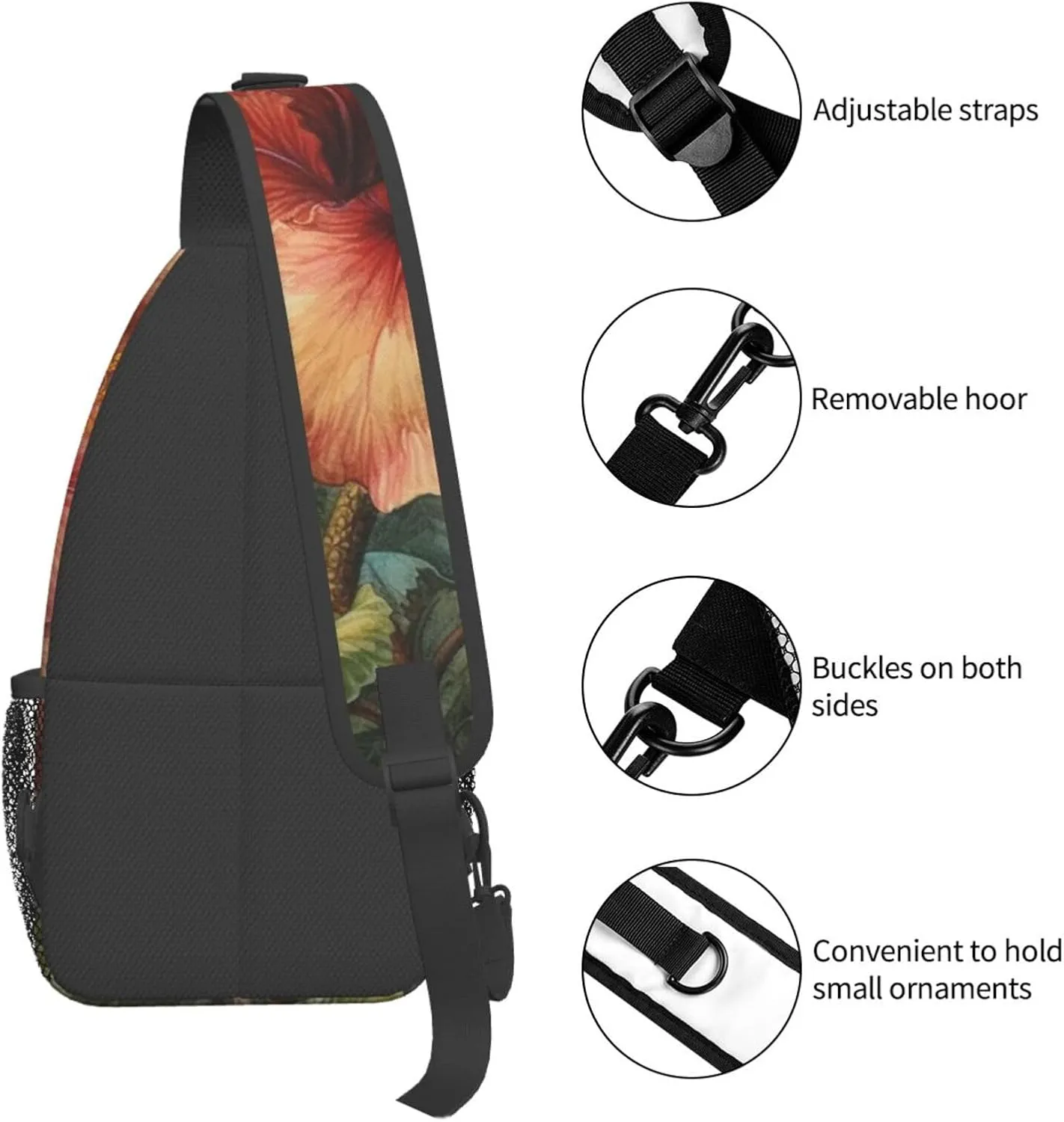 Crossbody Sling Backpack Sling Bag For Men Women Cross Chest Bag Shoulder Bag Depicting A Hibiscus Flower Travel Hiking Daypack