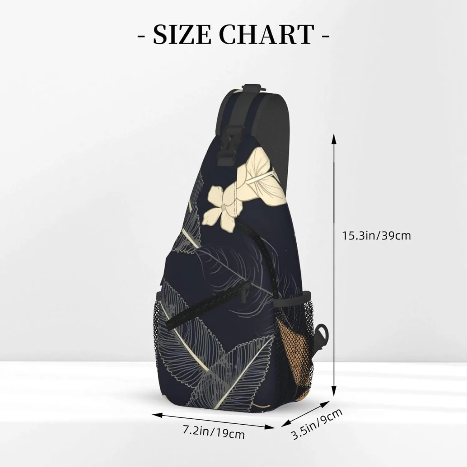 Crossbody Sling Backpack Sling Bag For Men Women Cross Chest Bag Shoulder Bag Elegant Leaves Travel Hiking Daypack