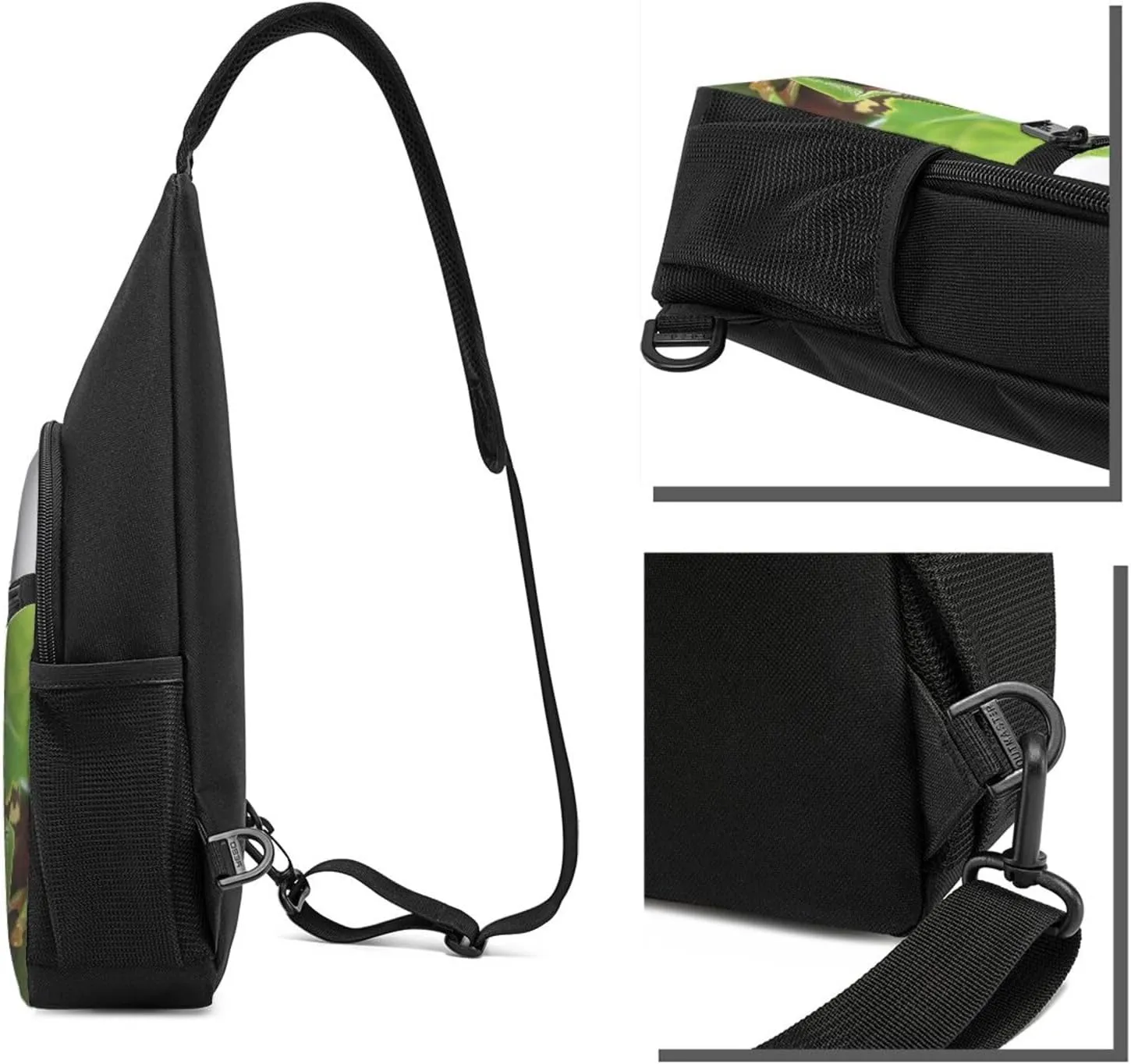 Crossbody Sling Backpack Sling Bag for Men Women Cross Chest Bag Shoulder Bag green Frog the Leaves Travel Hiking Daypack