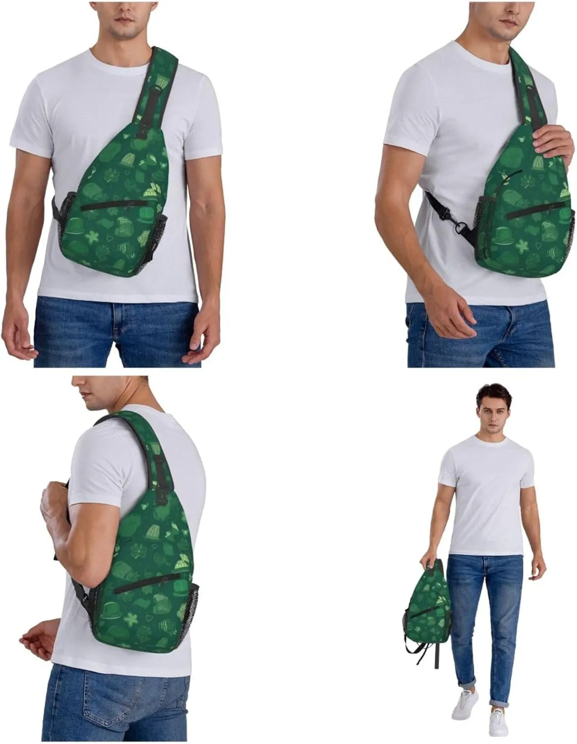 Crossbody Sling Backpack Sling Bag For Men Women Cross Chest Bag Shoulder Bag Hat And Balloon Pattern Travel Hiking Daypack