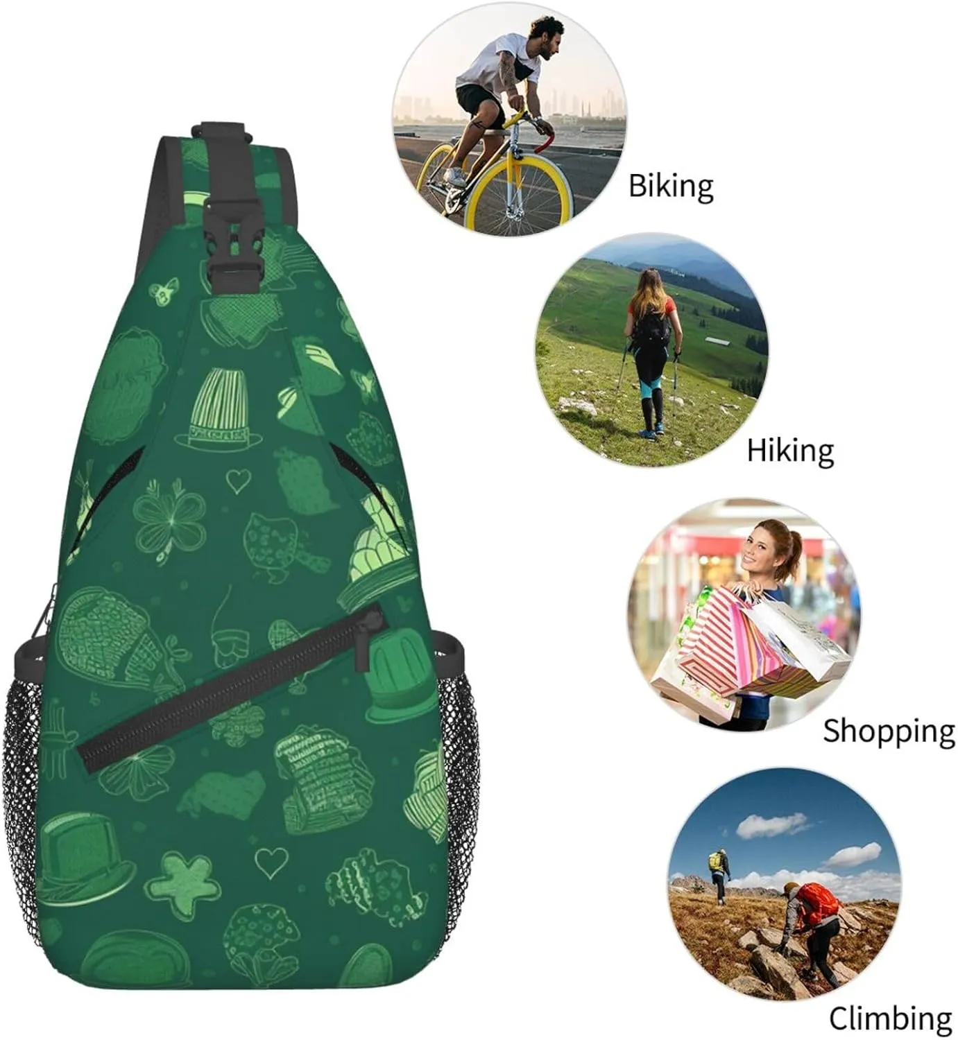 Crossbody Sling Backpack Sling Bag For Men Women Cross Chest Bag Shoulder Bag Hat And Balloon Pattern Travel Hiking Daypack