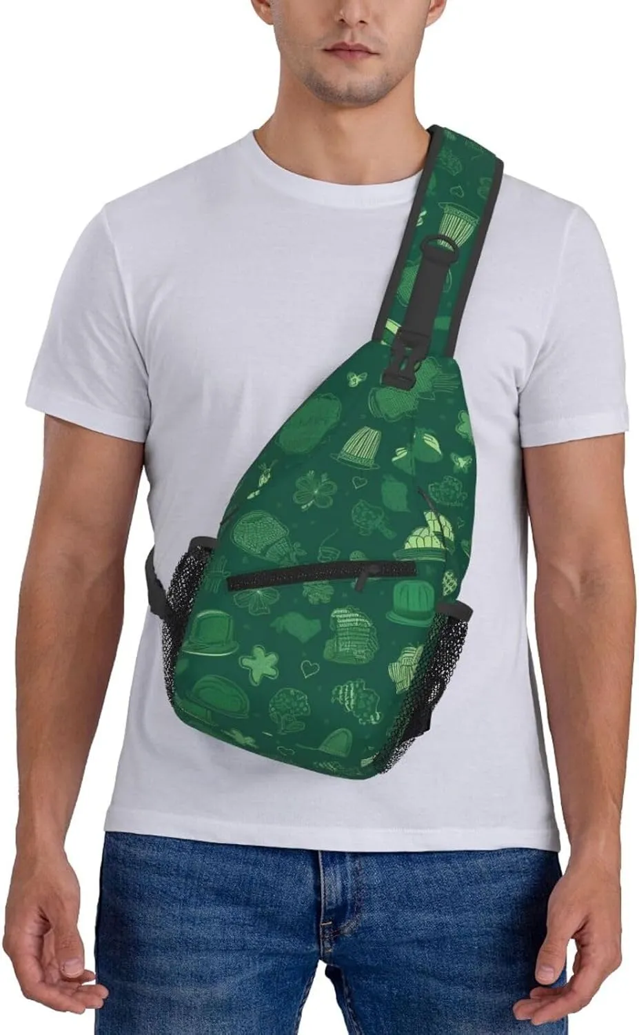 Crossbody Sling Backpack Sling Bag For Men Women Cross Chest Bag Shoulder Bag Hat And Balloon Pattern Travel Hiking Daypack