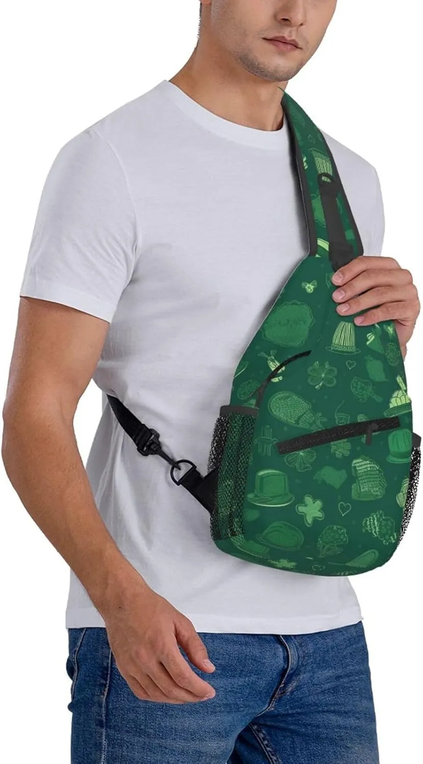 Crossbody Sling Backpack Sling Bag For Men Women Cross Chest Bag Shoulder Bag Hat And Balloon Pattern Travel Hiking Daypack