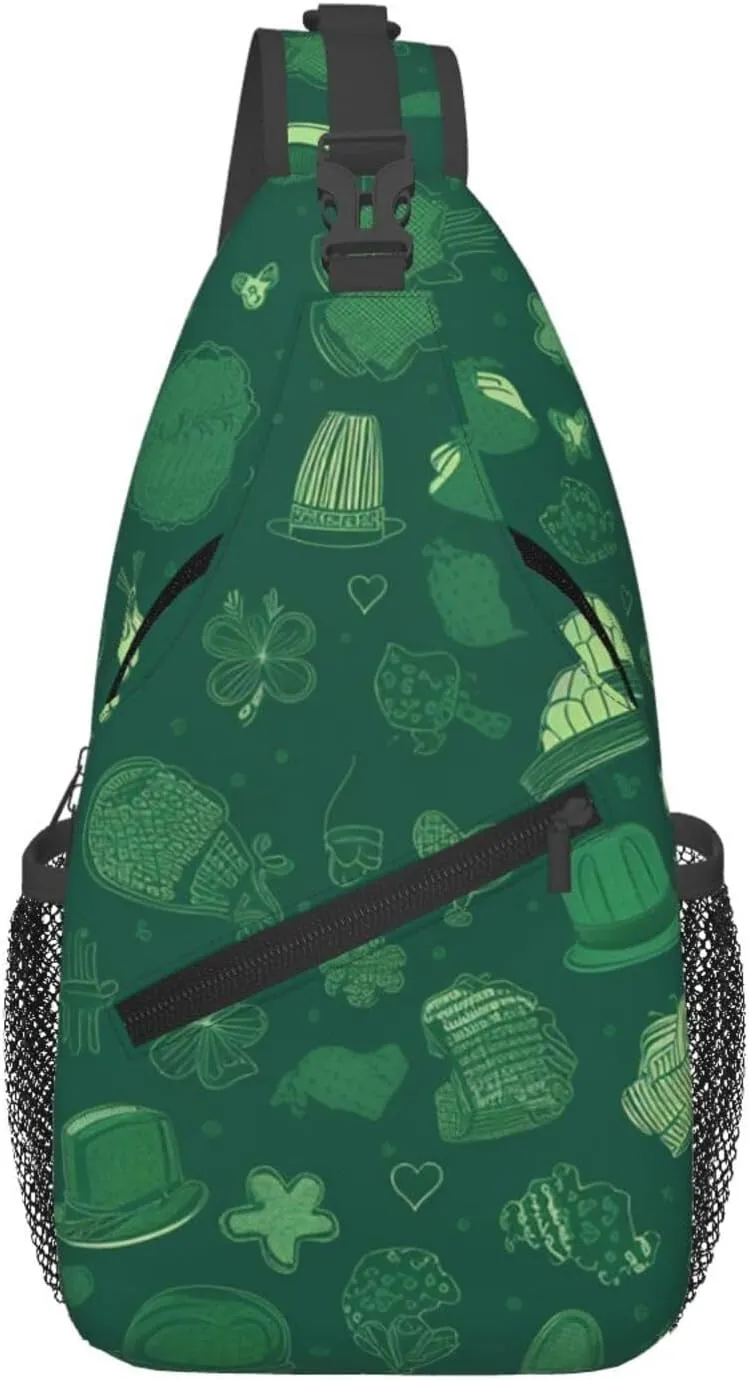 Crossbody Sling Backpack Sling Bag For Men Women Cross Chest Bag Shoulder Bag Hat And Balloon Pattern Travel Hiking Daypack