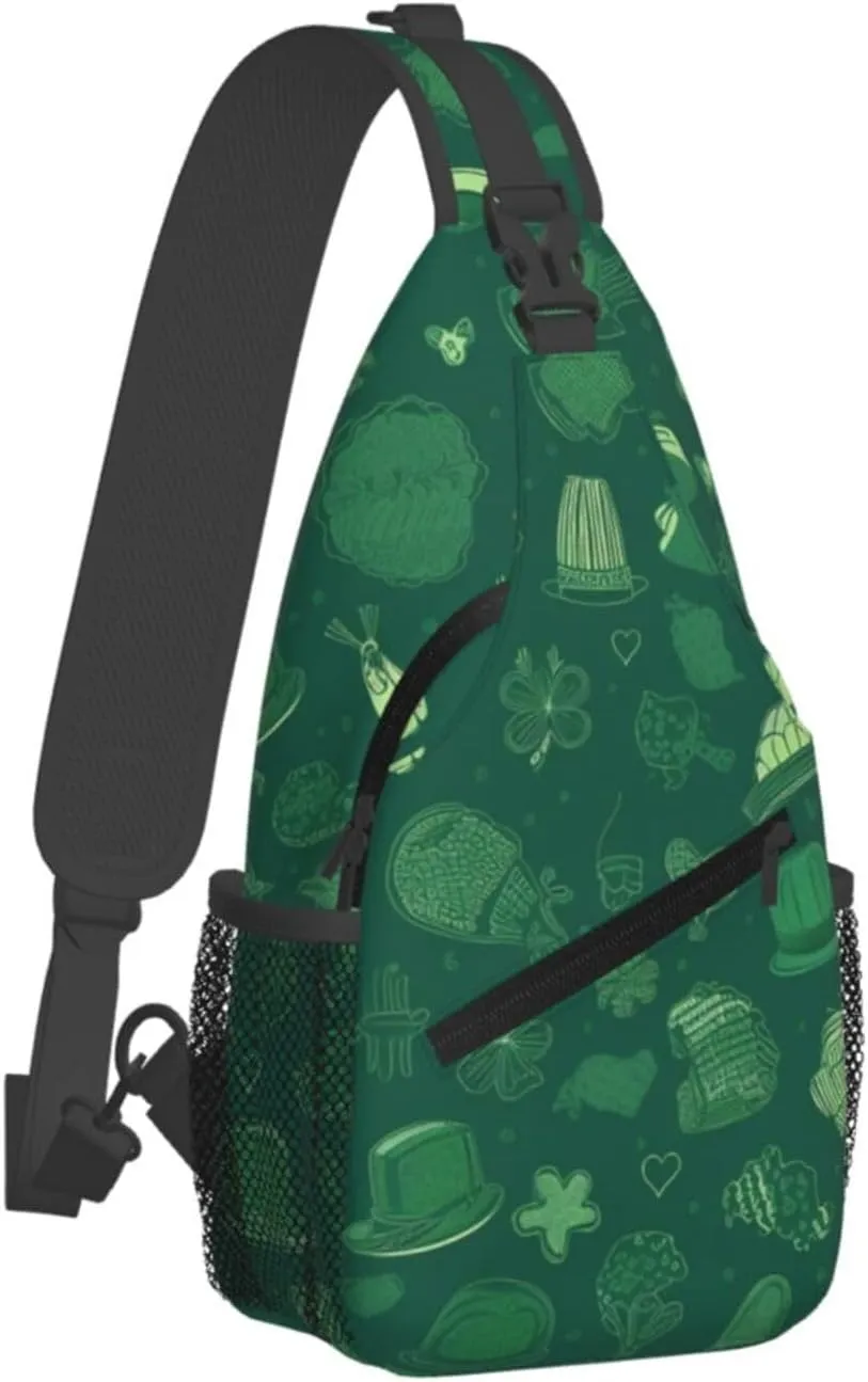Crossbody Sling Backpack Sling Bag For Men Women Cross Chest Bag Shoulder Bag Hat And Balloon Pattern Travel Hiking Daypack