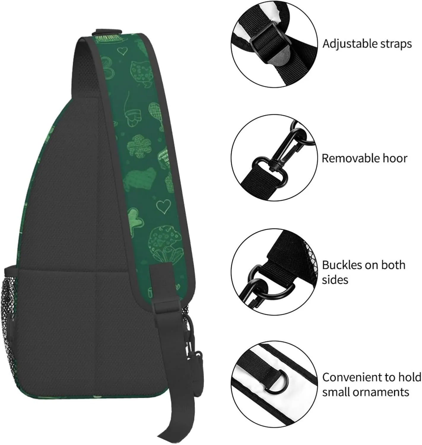 Crossbody Sling Backpack Sling Bag For Men Women Cross Chest Bag Shoulder Bag Hat And Balloon Pattern Travel Hiking Daypack