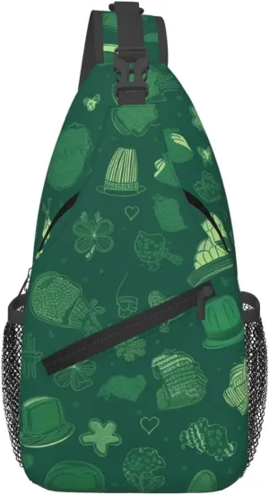 Crossbody Sling Backpack Sling Bag For Men Women Cross Chest Bag Shoulder Bag Hat And Balloon Pattern Travel Hiking Daypack