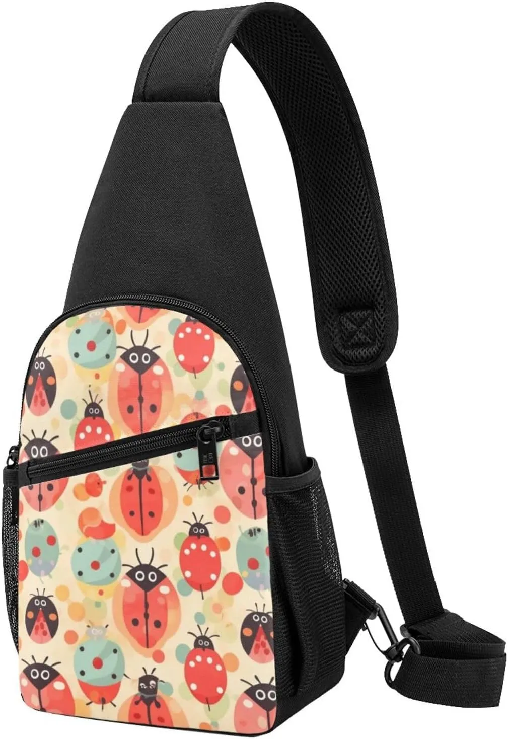 Crossbody Sling Backpack Sling Bag for Men Women Cross Chest Bag Shoulder Bag Ladybugs Cartoon Pattern Travel Hiking Daypack