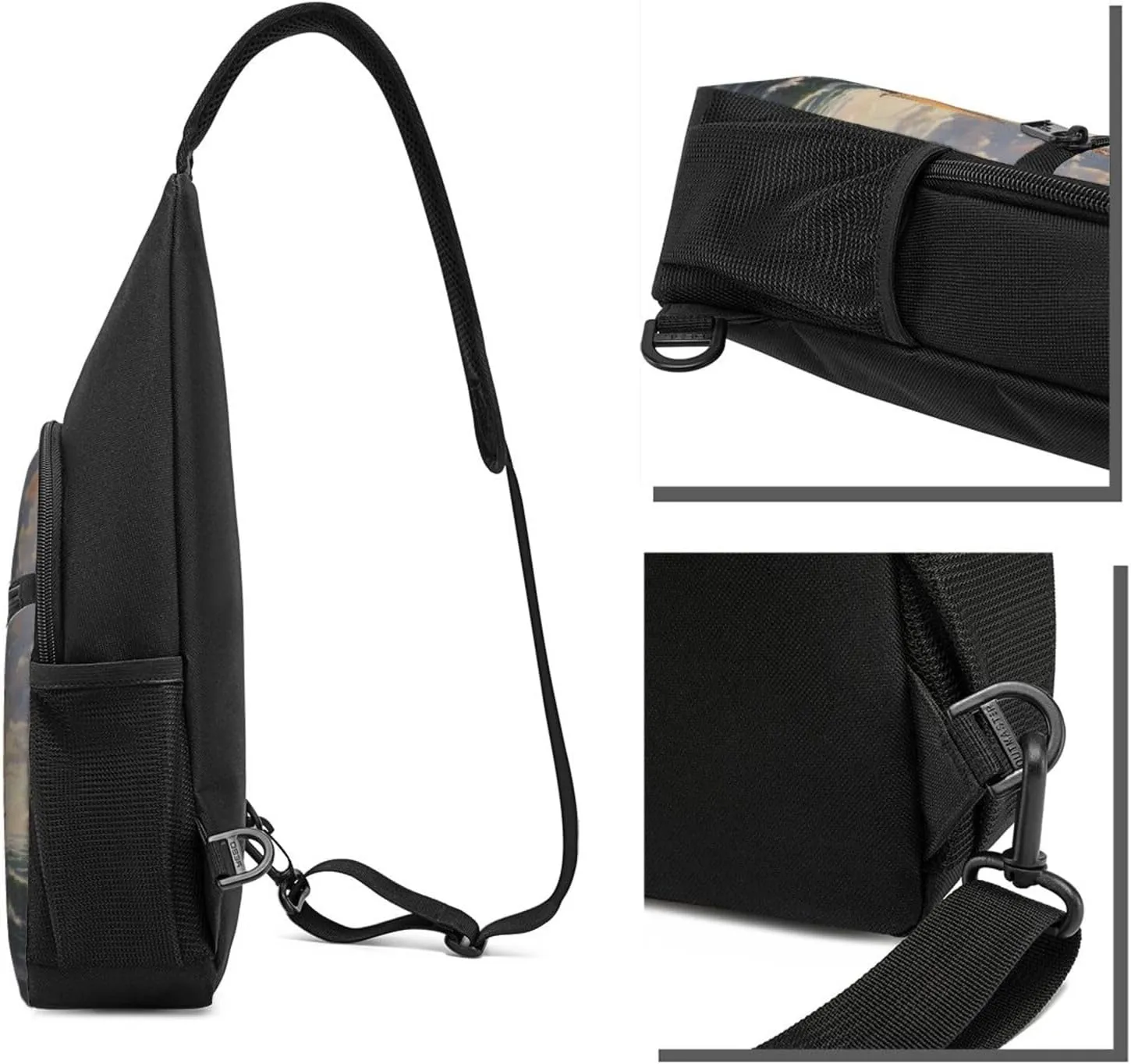Crossbody Sling Backpack Sling Bag for Men Women Cross Chest Bag Shoulder Bag Sailboat Ship Landscape Travel Hiking Daypack