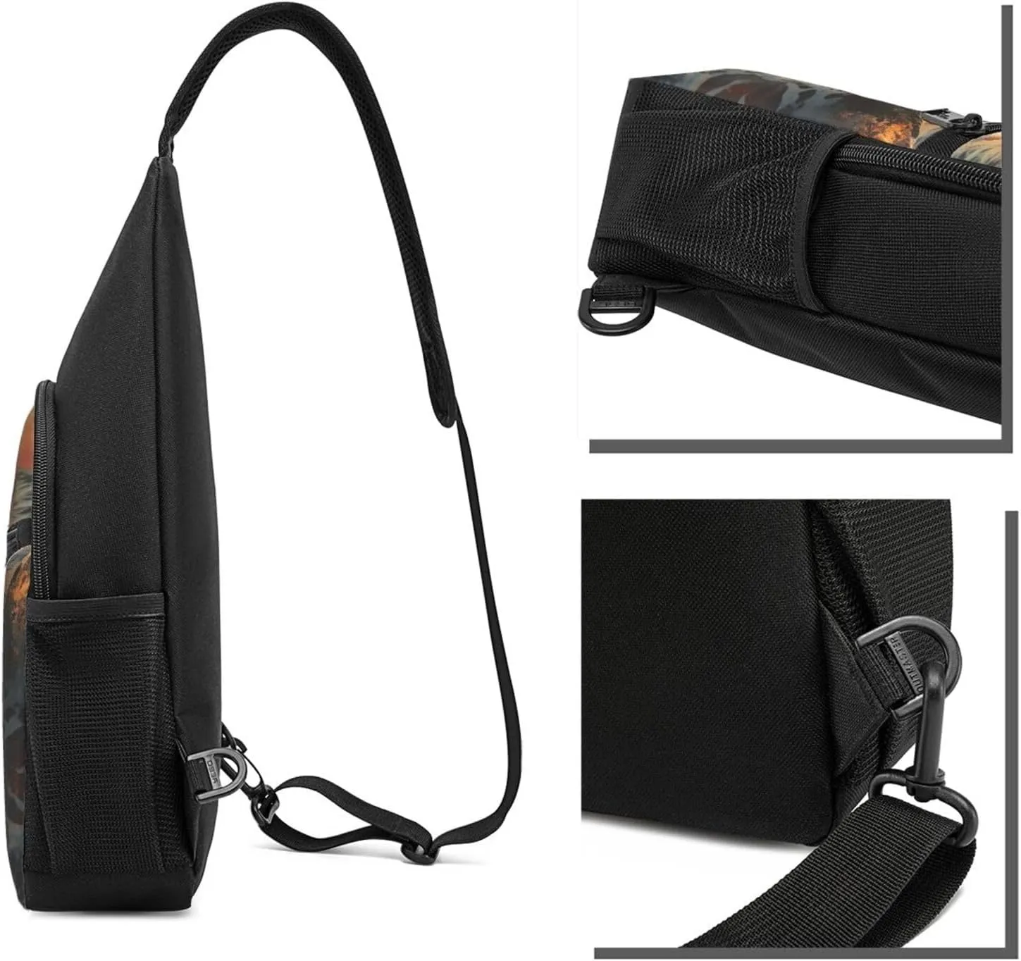 Crossbody Sling Backpack Sling Bag for Men Women Cross Chest Bag Shoulder Bag Sea waves by sunset Travel Hiking Daypack