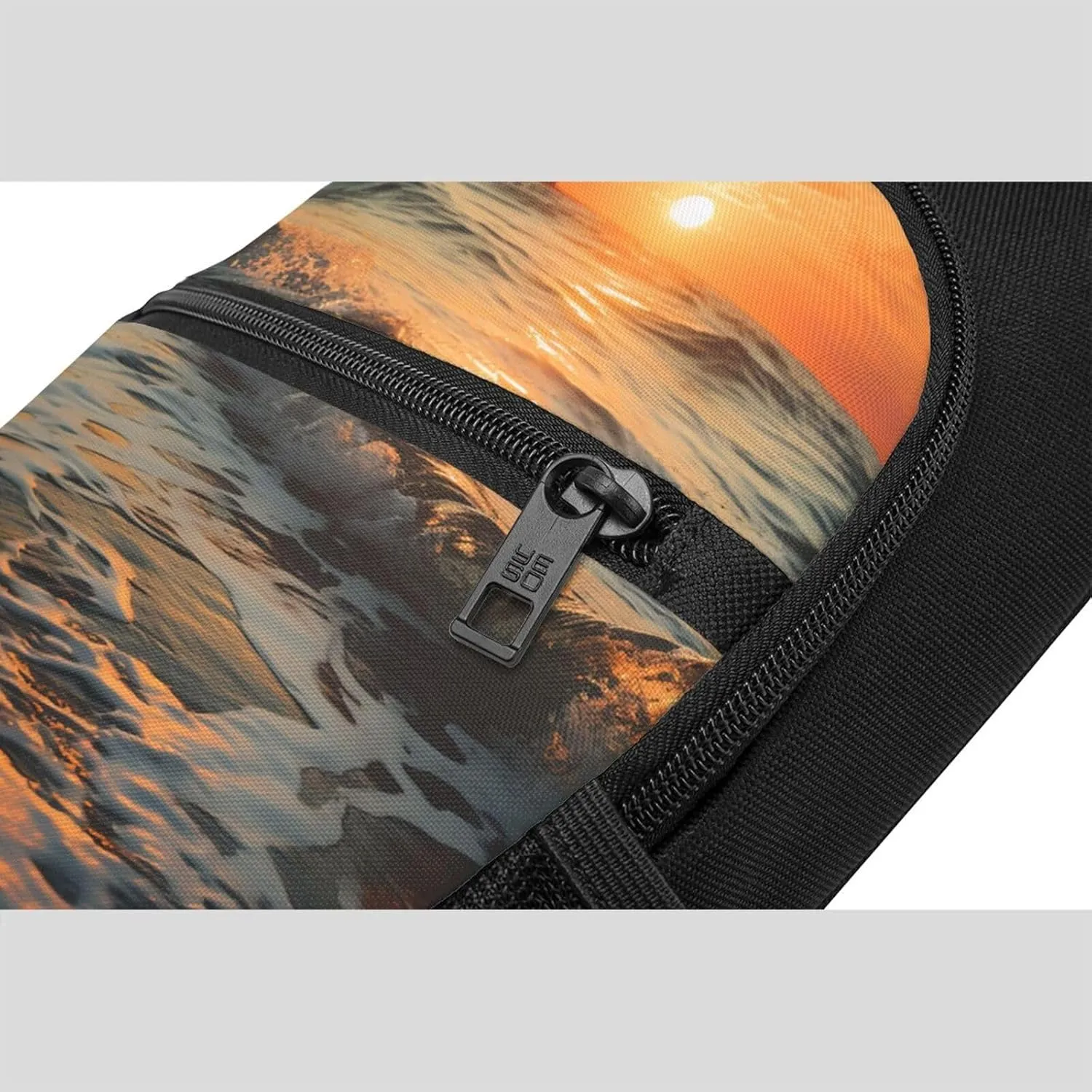 Crossbody Sling Backpack Sling Bag for Men Women Cross Chest Bag Shoulder Bag Sea waves by sunset Travel Hiking Daypack
