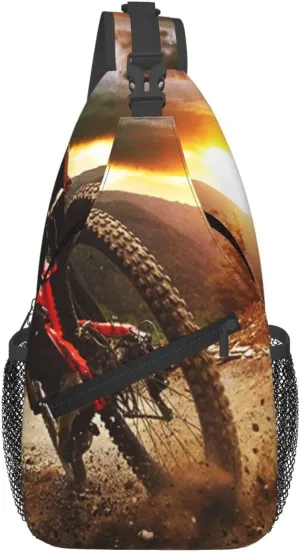 Crossbody Sling Bag for Men Women, Awesome Mountain Biking Downhill Racer Sling Backpack Shoulder Chest Bag, Anti Theft Travel Hiking Daypacks