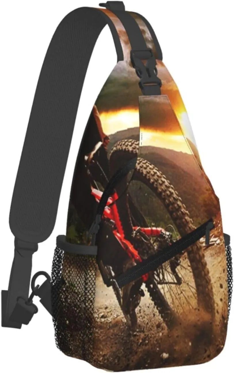 Crossbody Sling Bag for Men Women, Awesome Mountain Biking Downhill Racer Sling Backpack Shoulder Chest Bag, Anti Theft Travel Hiking Daypacks
