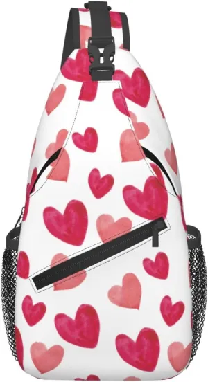 Crossbody Sling Bag for Men Women, Hearts 1 Sling Backpack Shoulder Chest Bag, Anti Theft Travel Hiking Daypacks