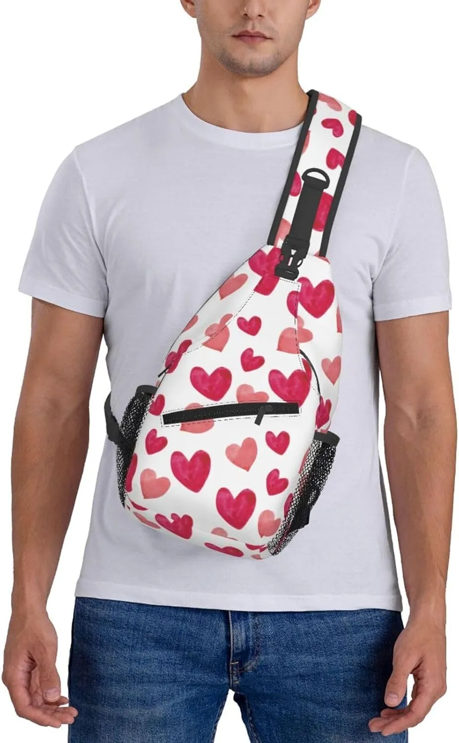 Crossbody Sling Bag for Men Women, Hearts 1 Sling Backpack Shoulder Chest Bag, Anti Theft Travel Hiking Daypacks