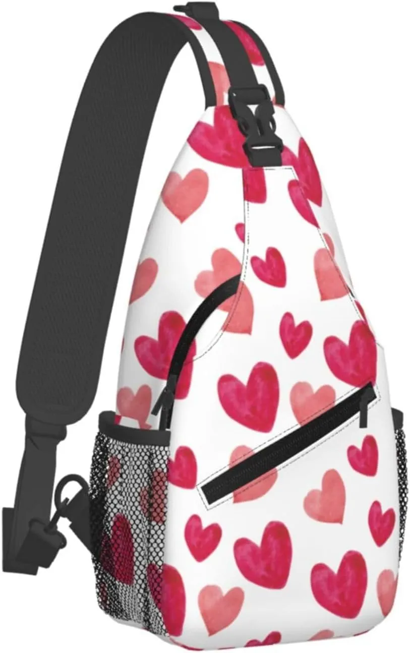 Crossbody Sling Bag for Men Women, Hearts 1 Sling Backpack Shoulder Chest Bag, Anti Theft Travel Hiking Daypacks