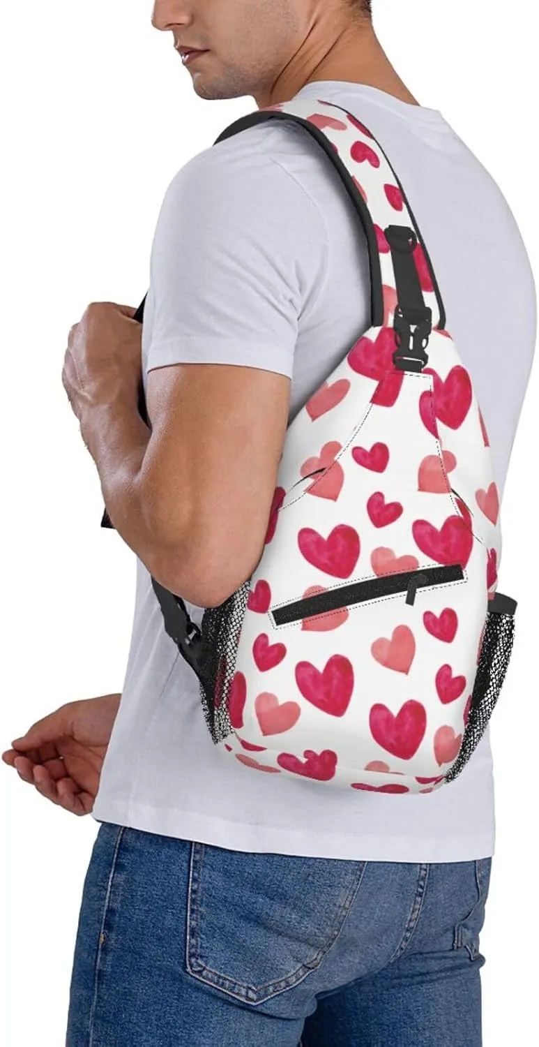 Crossbody Sling Bag for Men Women, Hearts 1 Sling Backpack Shoulder Chest Bag, Anti Theft Travel Hiking Daypacks