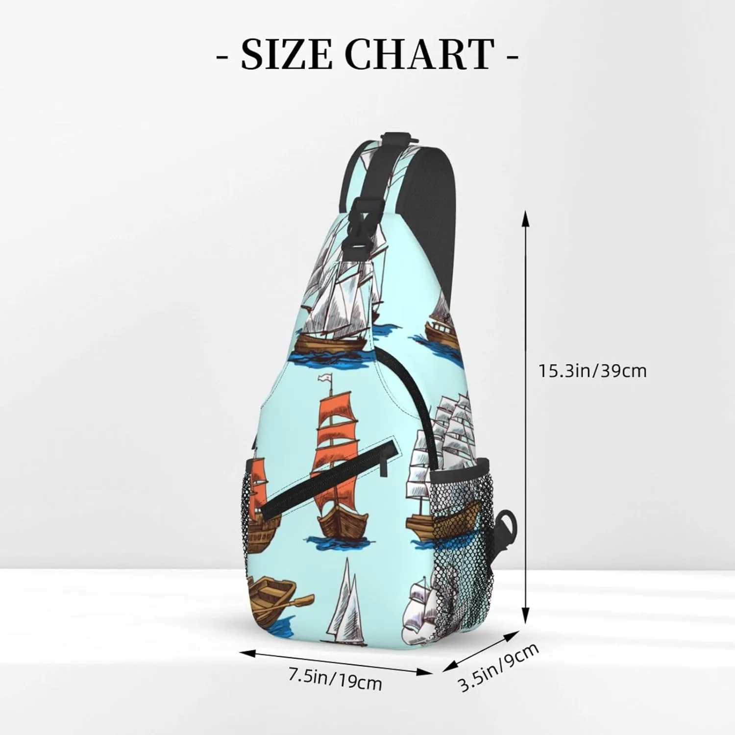 Crossbody Sling Bag for Men Women, Ships Boats Sling Backpack Shoulder Chest Bag, Anti Theft Travel Hiking Daypacks