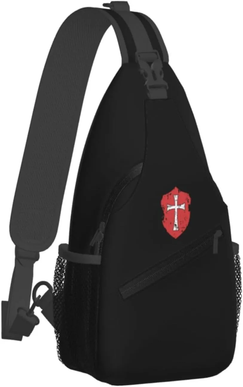 Crusader Knights Templar Cross Sling Bag Crossbody Backpack Shoulder Casual Daypack Bag for Men Women