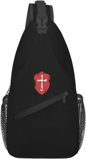 Crusader Knights Templar Cross Sling Bag Crossbody Backpack Shoulder Casual Daypack Bag for Men Women