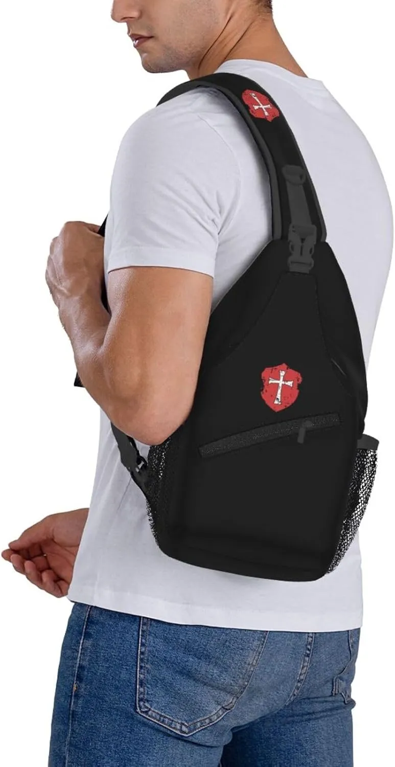 Crusader Knights Templar Cross Sling Bag Crossbody Backpack Shoulder Casual Daypack Bag for Men Women