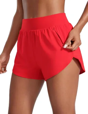 CRZ YOGA High Waisted Dolphin Shorts for Women 3" for Running Athletic Workout Gym with Zipper Pockets Liner