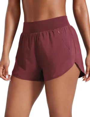 CRZ YOGA High Waisted Dolphin Shorts for Women 3" for Running Athletic Workout Gym with Zipper Pockets Liner