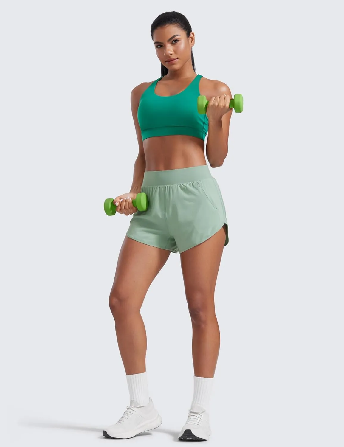 CRZ YOGA High Waisted Dolphin Shorts for Women 3" for Running Athletic Workout Gym with Zipper Pockets Liner