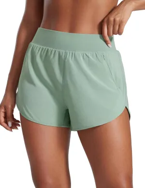 CRZ YOGA High Waisted Dolphin Shorts for Women 3" for Running Athletic Workout Gym with Zipper Pockets Liner