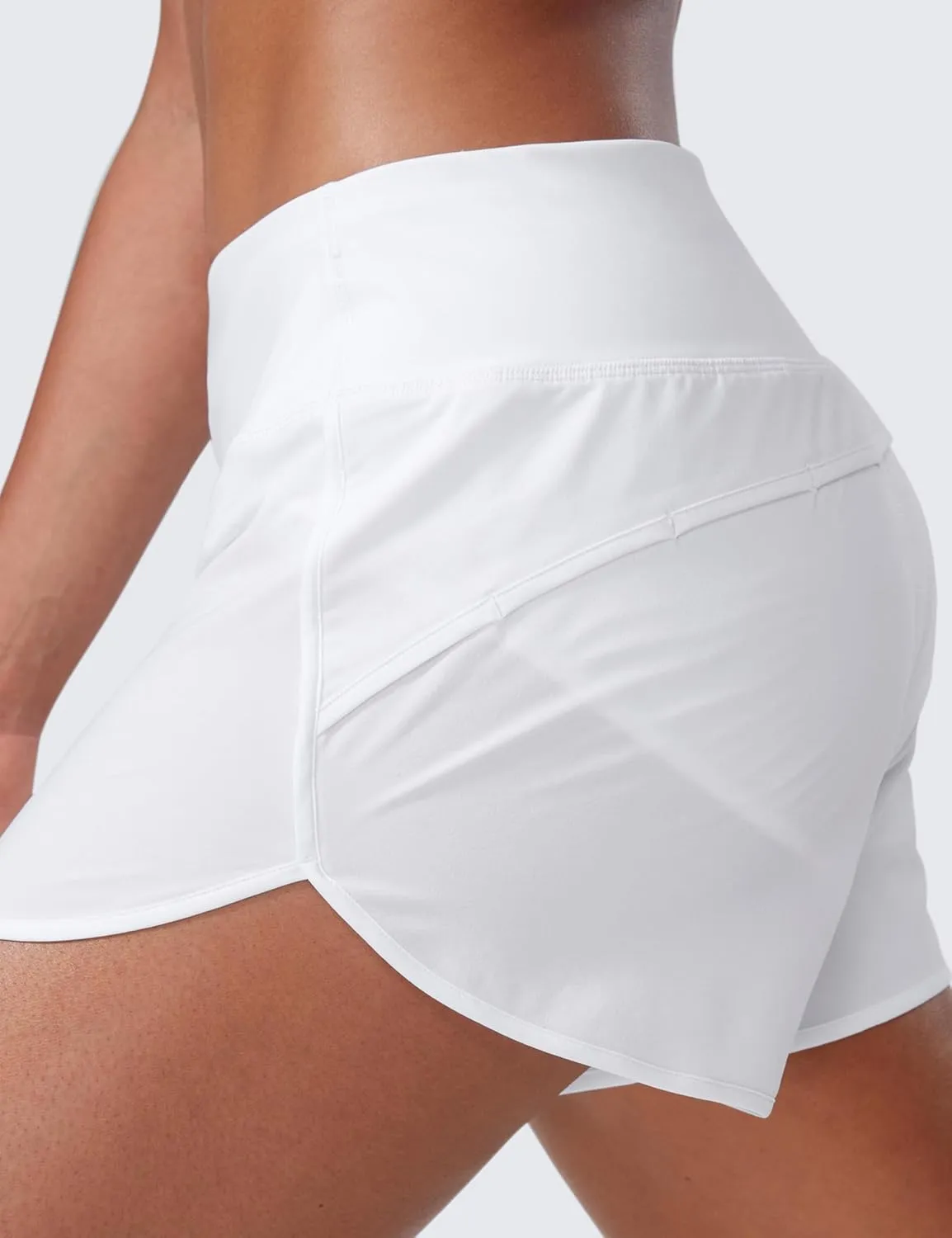 CRZ YOGA Mid Waisted Running Shorts for Women 4" Soft for Gym Athletic Workout with Zipper Pocket Liner Quick Dry