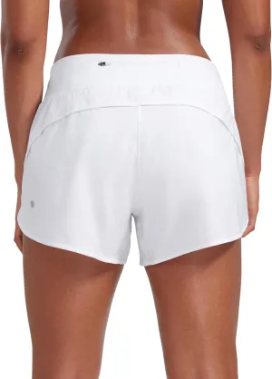CRZ YOGA Mid Waisted Running Shorts for Women 4" Soft for Gym Athletic Workout with Zipper Pocket Liner Quick Dry
