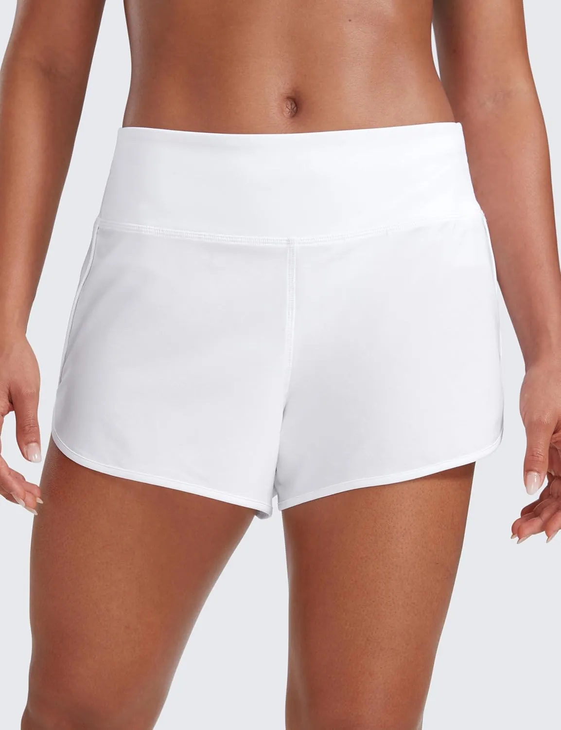 CRZ YOGA Mid Waisted Running Shorts for Women 4" Soft for Gym Athletic Workout with Zipper Pocket Liner Quick Dry