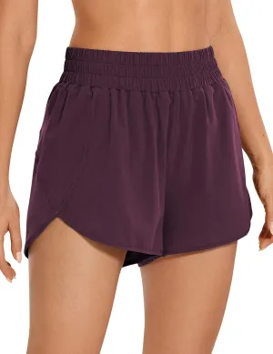 CRZ YOGA Womens High Waisted Running Shorts Mesh Liner 3'' Dolphin Quick Dry for Athletic Gym Track Workout with Zip Pocket