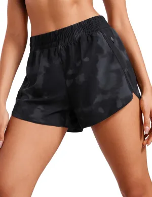 CRZ YOGA Womens High Waisted Running Shorts Mesh Liner 3'' Dolphin Quick Dry for Athletic Gym Track Workout with Zip Pocket