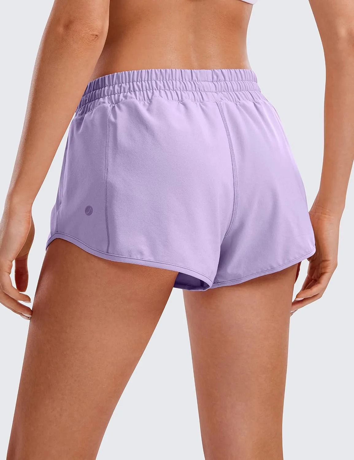 CRZ YOGA Women's Running Shorts Low Waisted 2.5" - Mesh Liner Quick Dry for Track Gym Athletic Workout with Zip Pocket
