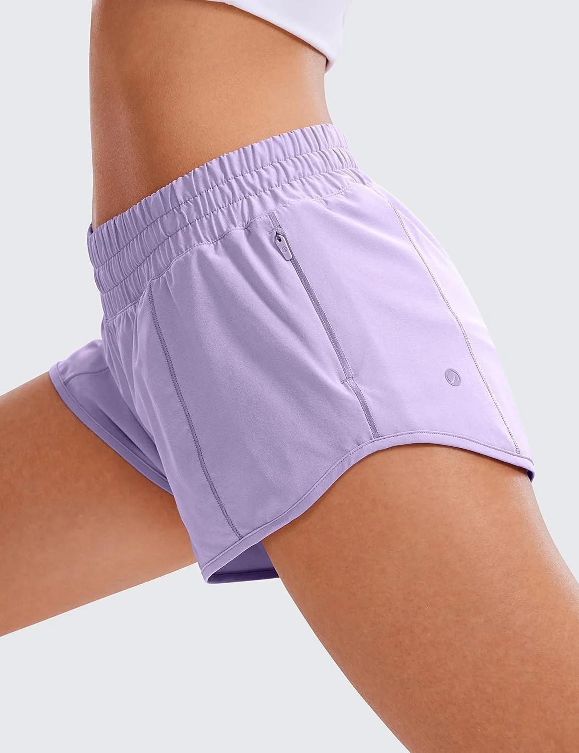 CRZ YOGA Women's Running Shorts Low Waisted 2.5" - Mesh Liner Quick Dry for Track Gym Athletic Workout with Zip Pocket