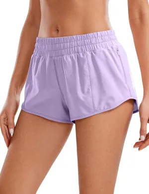 CRZ YOGA Women's Running Shorts Low Waisted 2.5" - Mesh Liner Quick Dry for Track Gym Athletic Workout with Zip Pocket