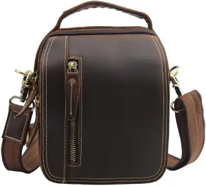 CSCDD Leather Business Briefcase, Men's Leather Crossbody Bag, Leisure Pockets Business Briefcase Waterproof and Handbag Wallet