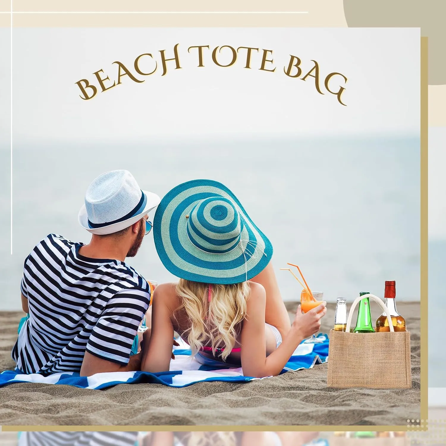 Cunno 12 Pcs Burlap Tote Bag Mini Jute Reusable Bag with Handles Small Blank Canvas Gift Waterproof for Wedding Beach DIY